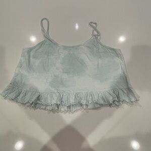 BOGO American Eagle Outfitters Tie Die Ruffle Crop Tank Top Seafoam Green Size L